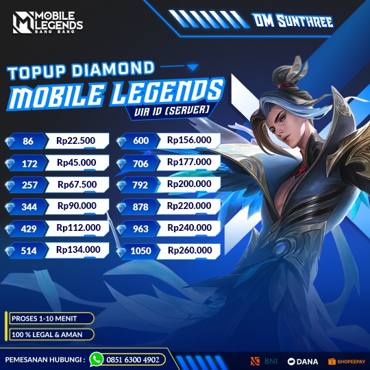 Jual Weekly Diamond Pass x3 Mobile Legends DM Sunthree | VCGamers