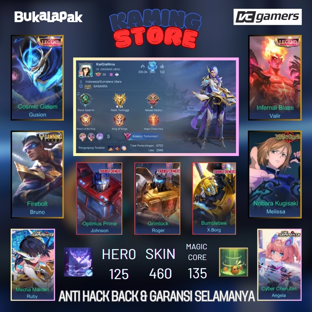 Jual Akun Game Mobile Legends gelar MEGA Collector Diamond ML SULTAN MURAH Mobile Legends Kaming Store | VCGamers