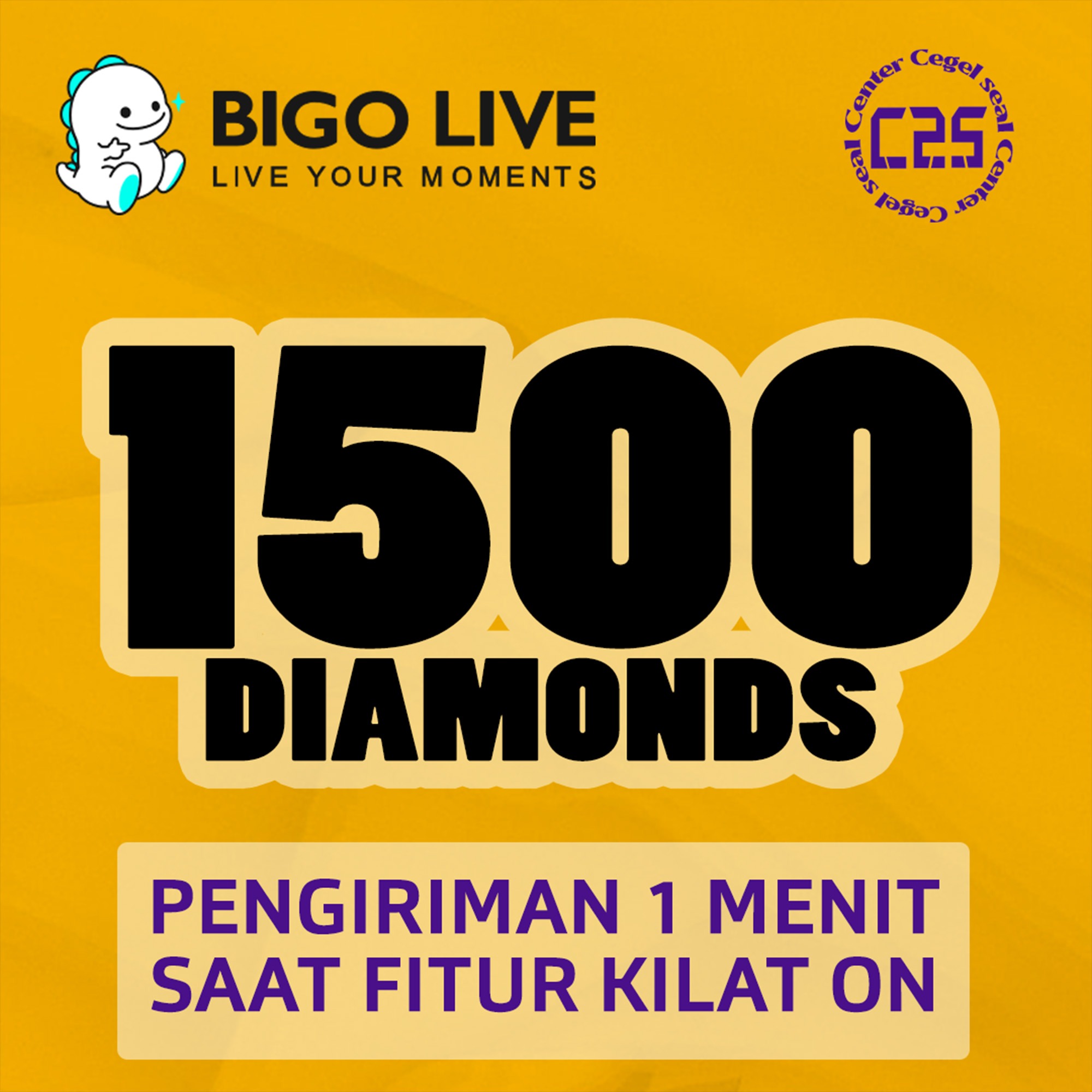 Jual 1.500 Diamonds Bigo Live Center Cegel Seal | VCGamers