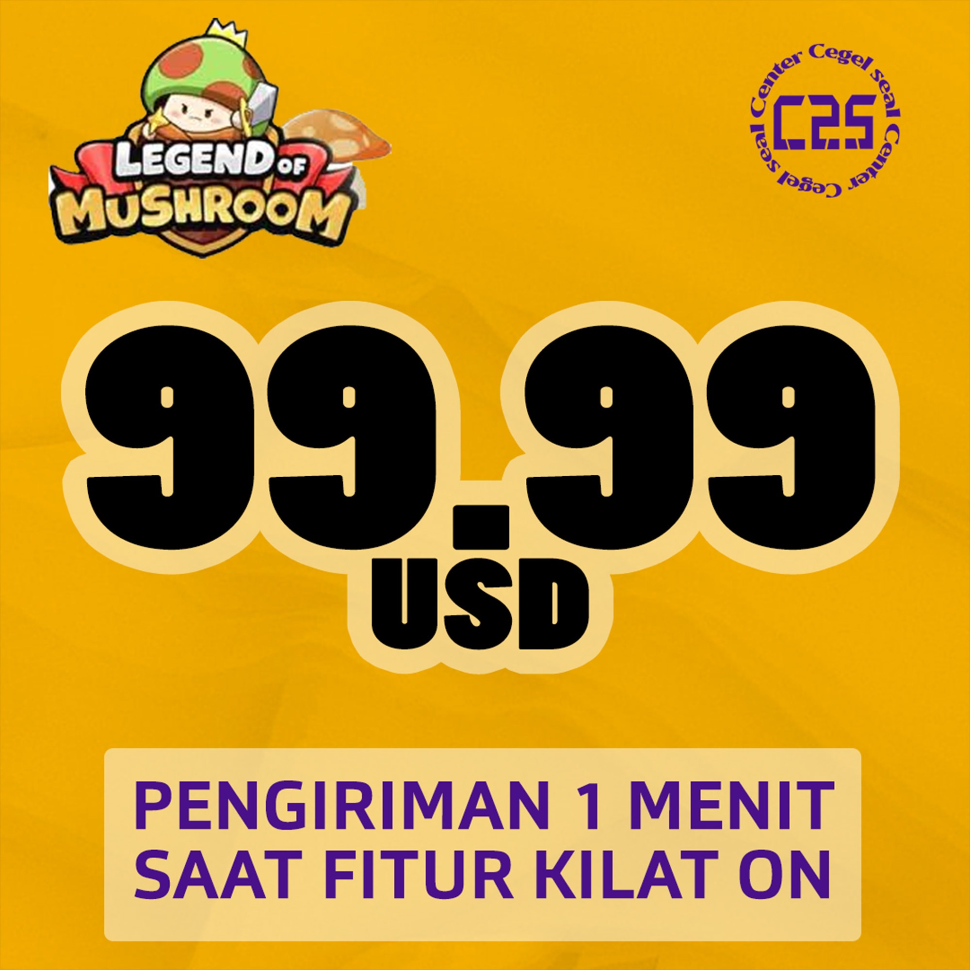 Jual 99.99 USD Legend of Mushroom (Link Payment) Center Cegel Seal | VCGamers