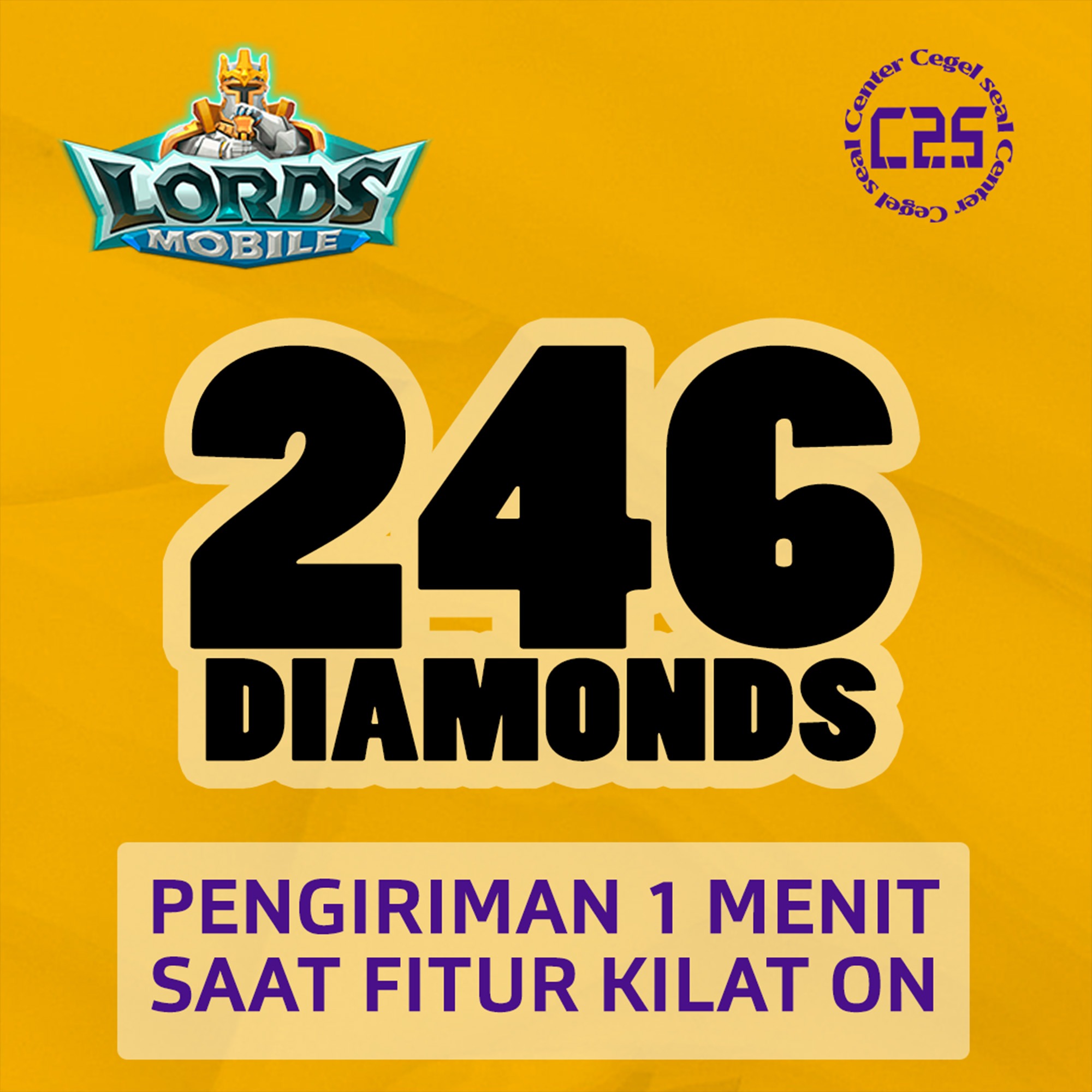 Jual 246 Diamonds Lords Mobile Center Cegel Seal | VCGamers