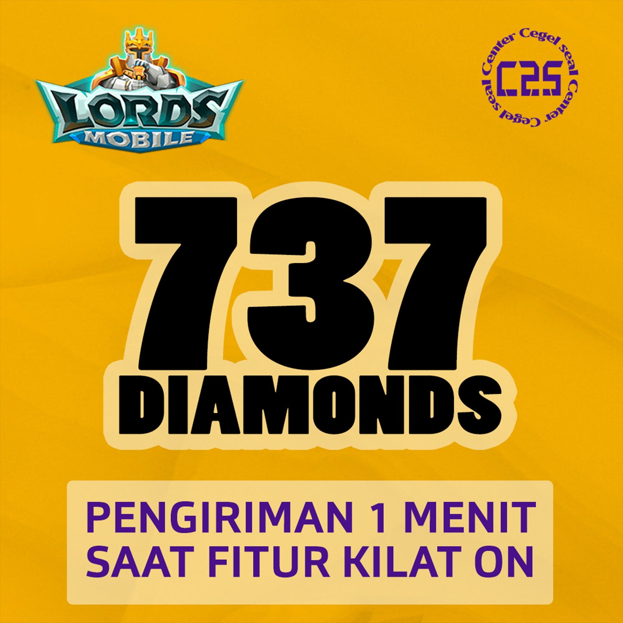 Jual 737 Diamonds Lords Mobile Center Cegel Seal | VCGamers