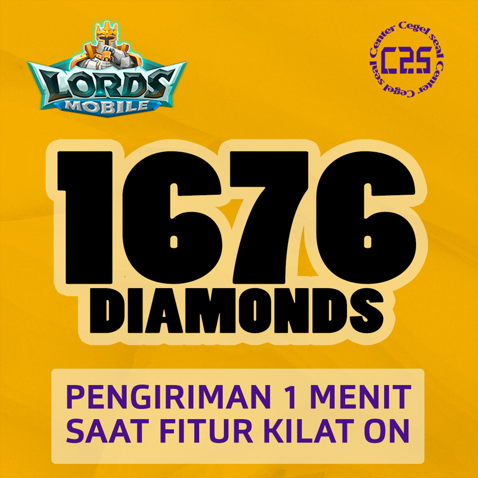 Jual 1676 Diamonds Lords Mobile Center Cegel Seal | VCGamers