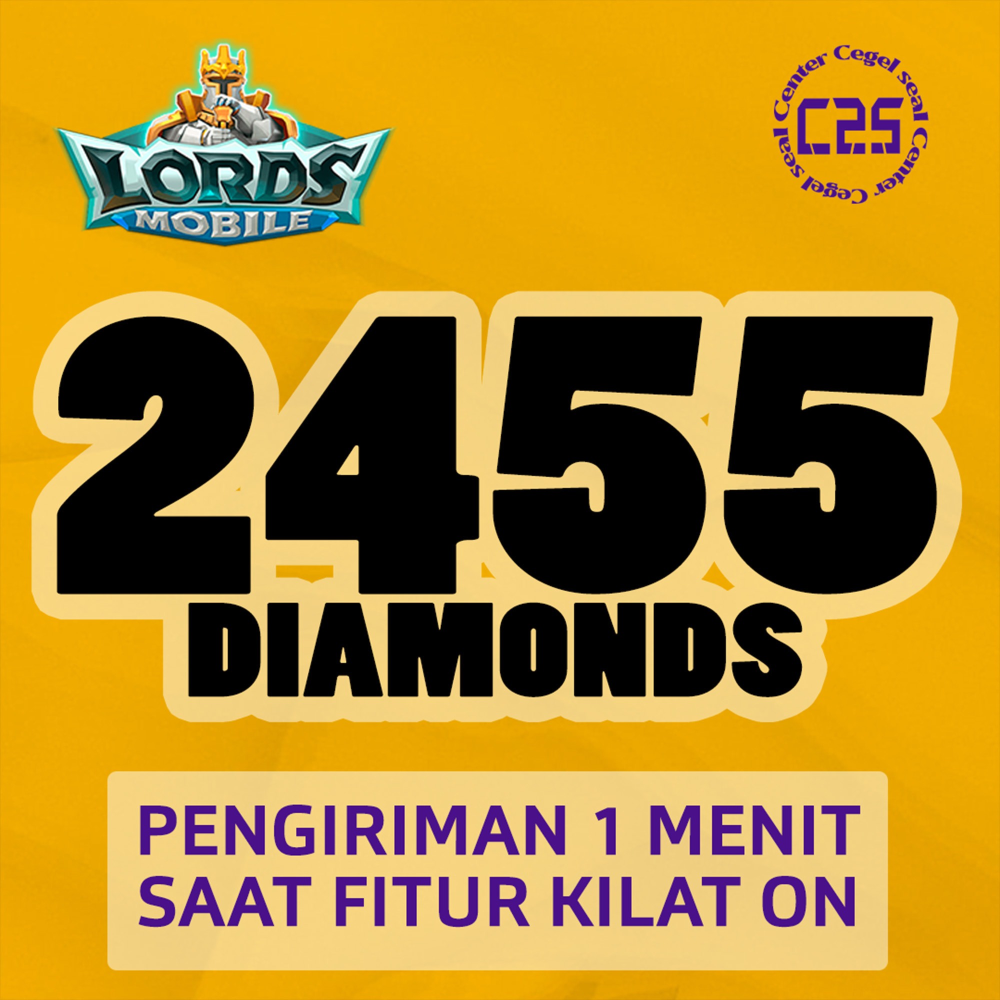 Jual 2455 Diamonds Lords Mobile Center Cegel Seal | VCGamers