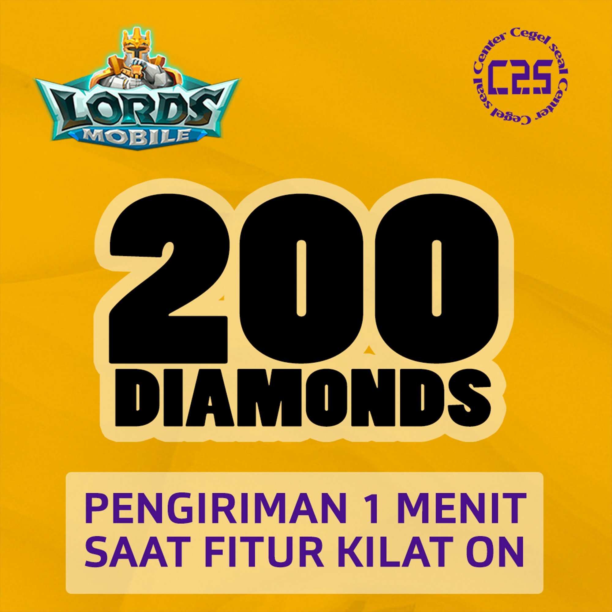 Jual 200 Diamonds Lords Mobile Center Cegel Seal | VCGamers