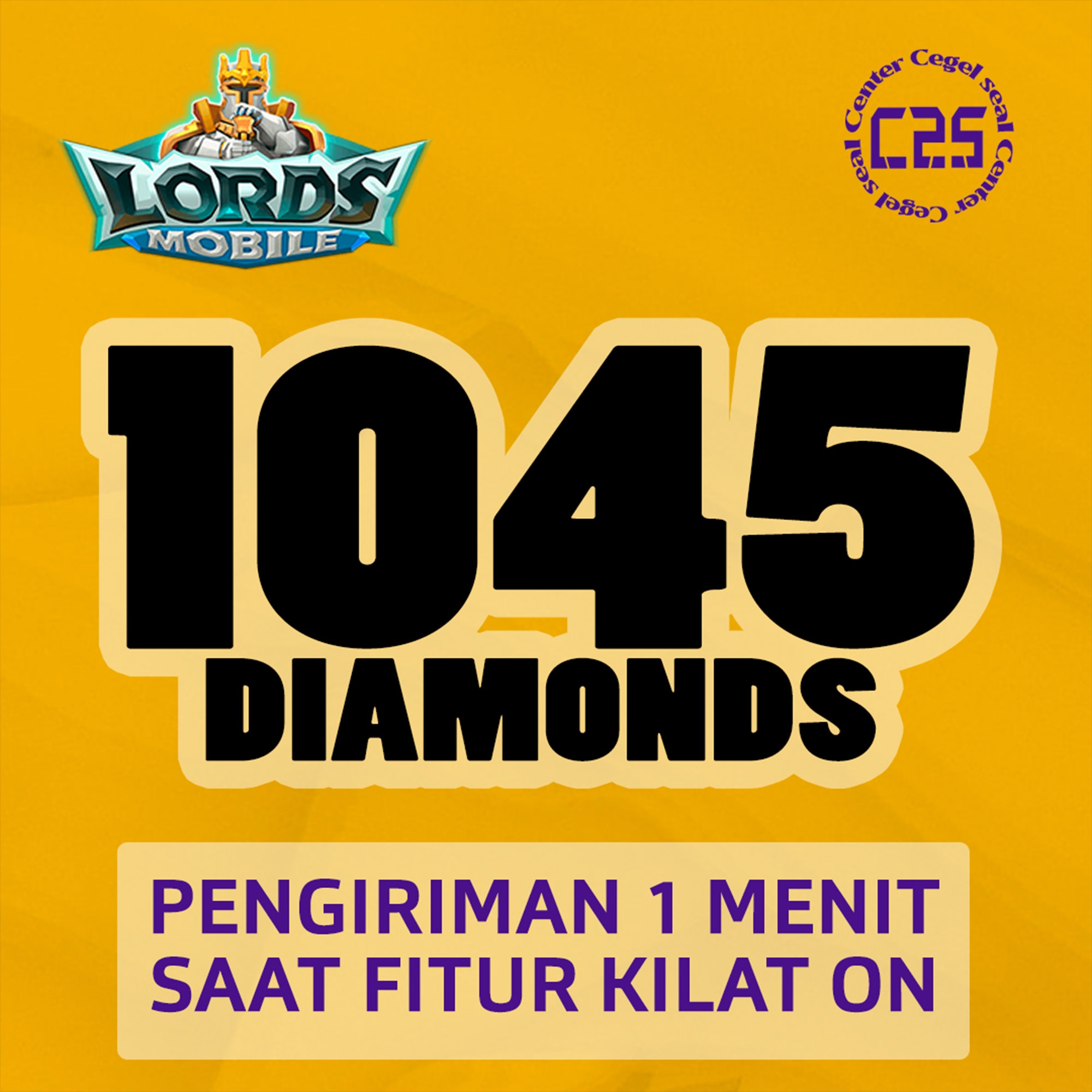 Jual 1045 Diamonds Lords Mobile Center Cegel Seal | VCGamers