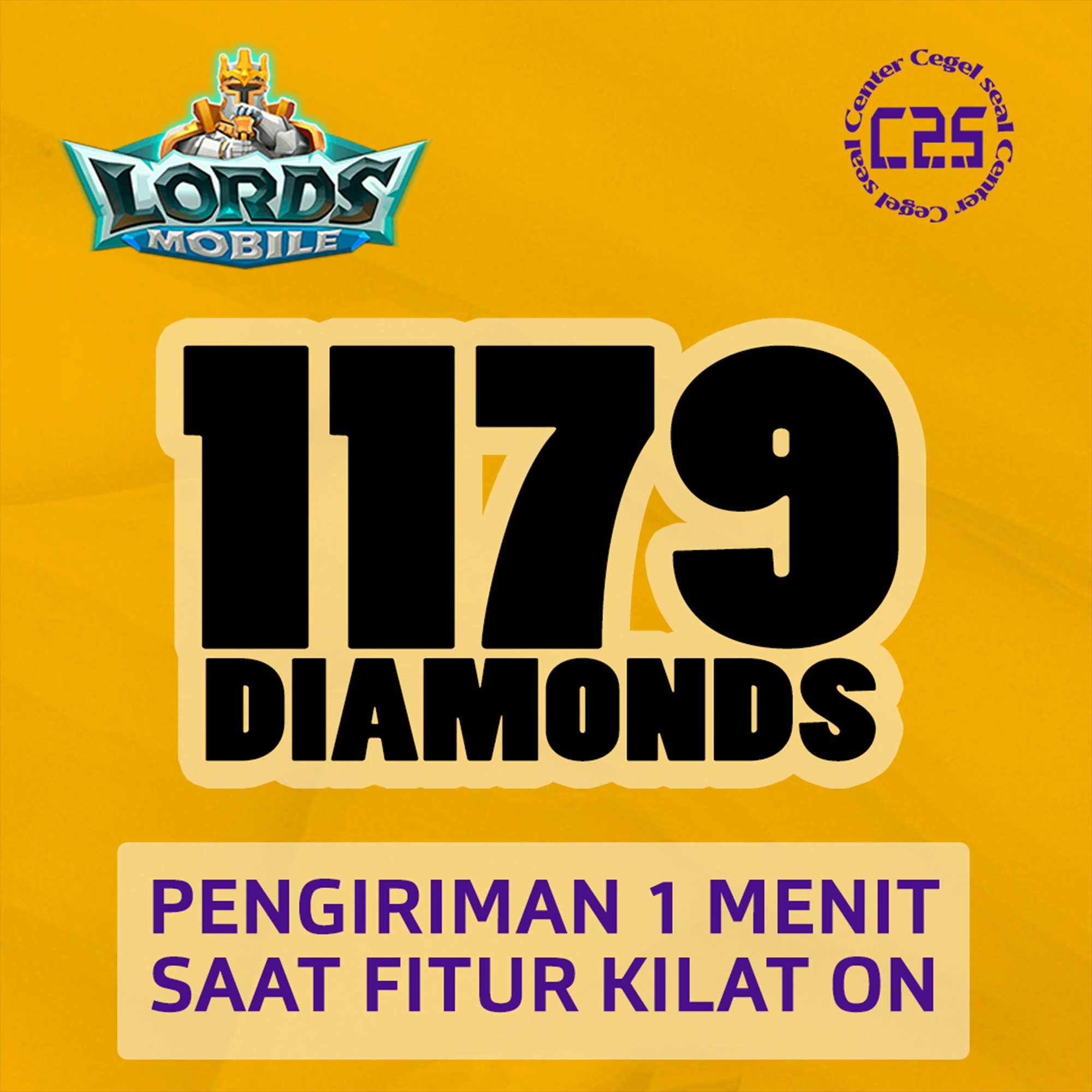 Jual 1179  Diamonds Lords Mobile Center Cegel Seal | VCGamers