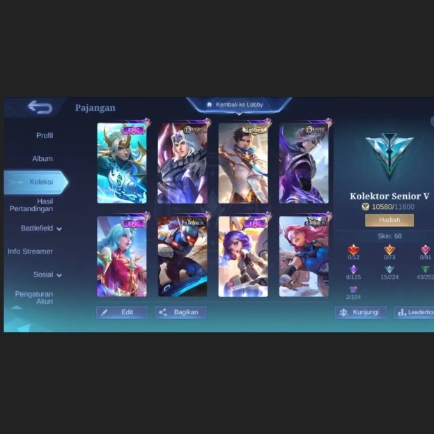 Jual Akun Mlbb skin 68 Hero 82, Cuma 50k Mobile Legends Alga Store | VCGamers