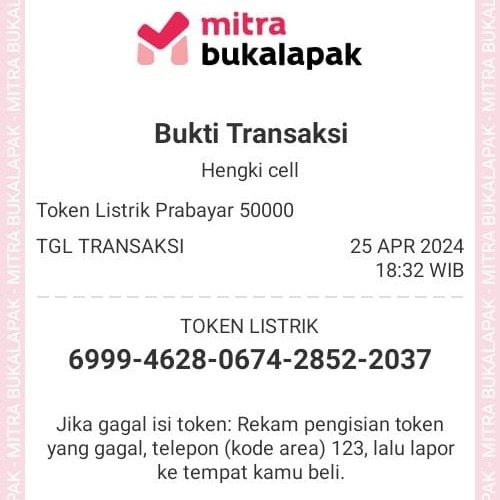 Jual Token 40000 Token PLN Hengki cell | VCGamers