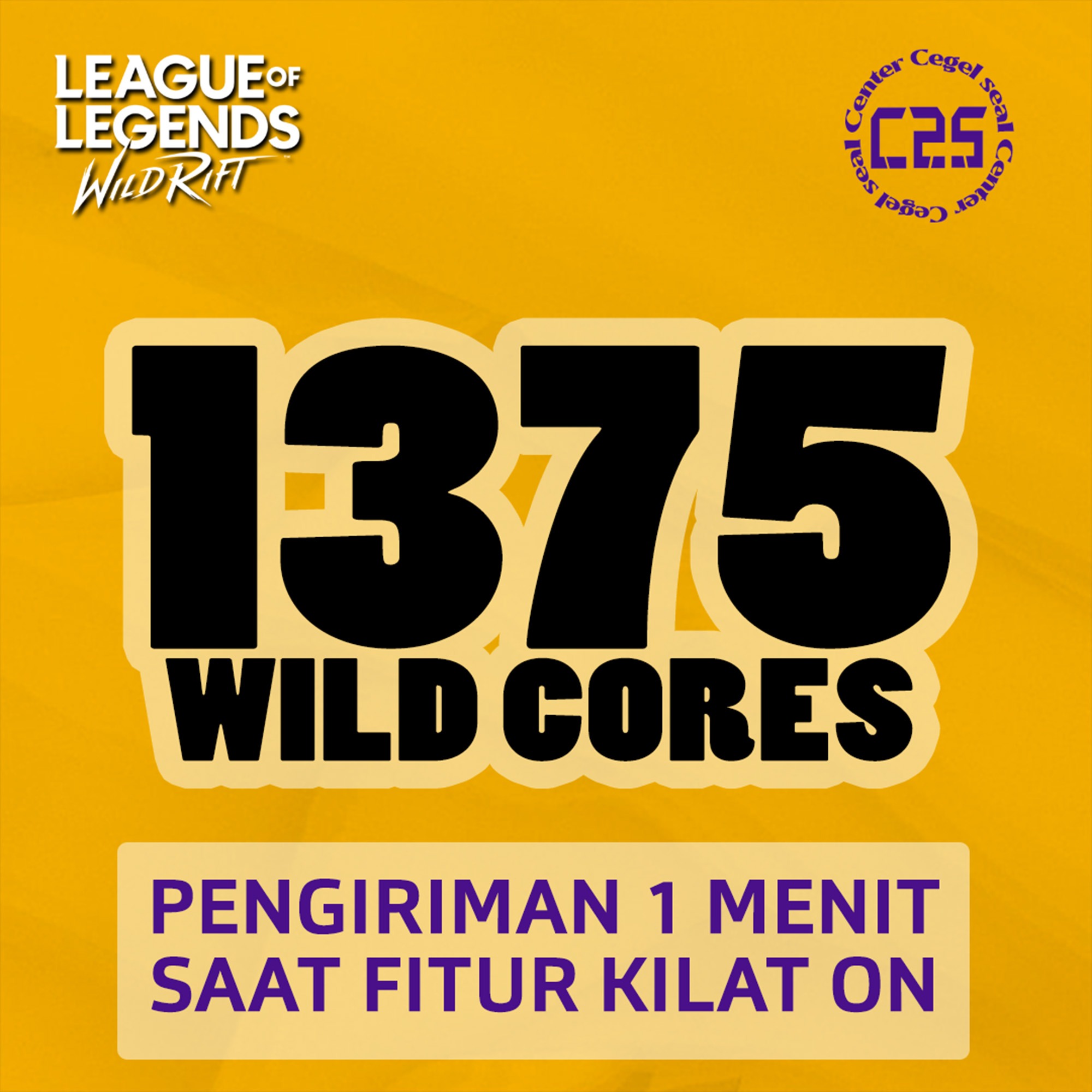 Jual 1.375 Cores League of Legends Wild Rift Center Cegel Seal | VCGamers