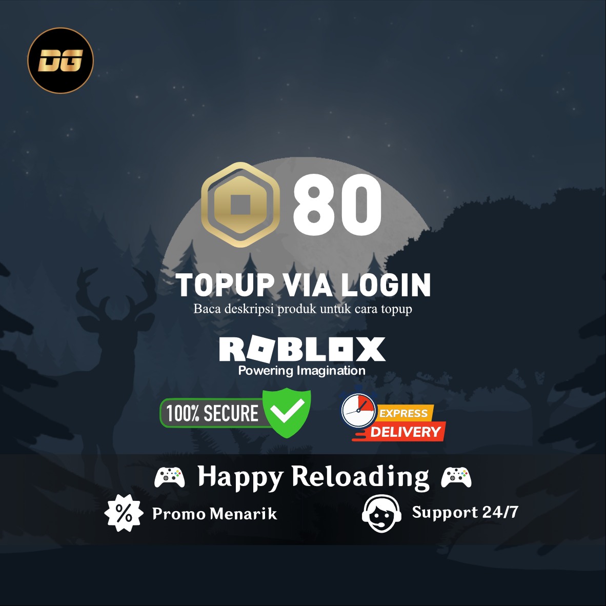 Jual 80 Robux (Via Login) Roblox degamingstore | VCGamers