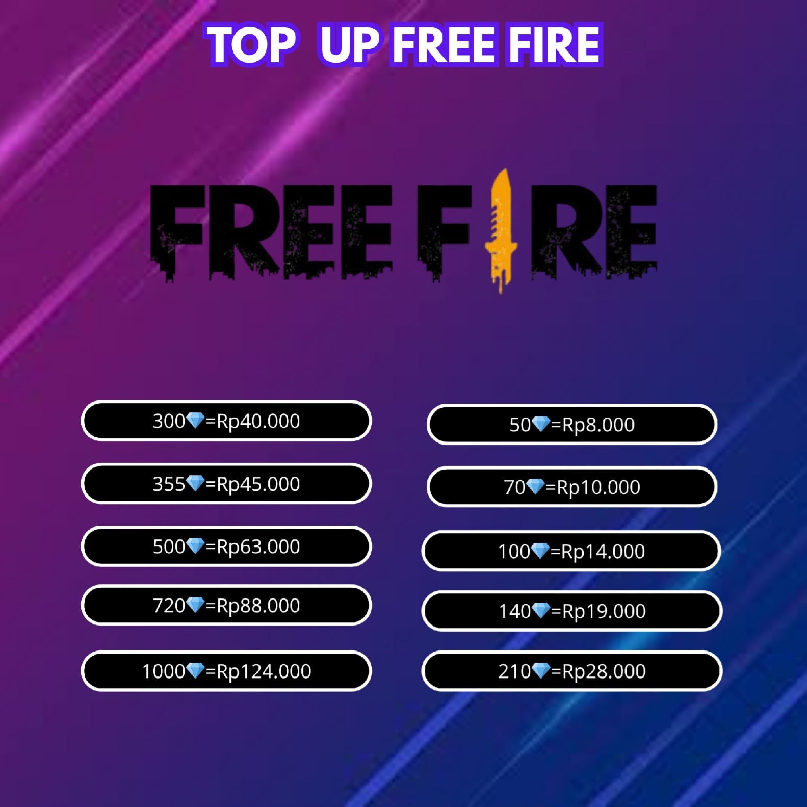 Jual 5 Diamonds Free Fire ARVENAL STORE | VCGamers