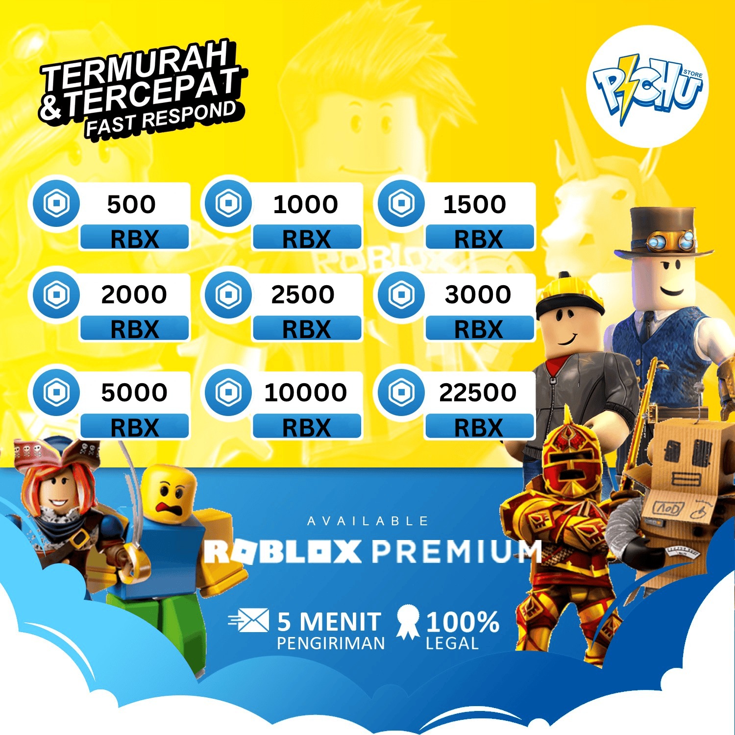 Jual 4.000 Robux (Via Login) Roblox PichuStore | VCGamers