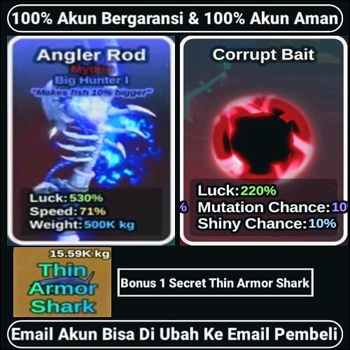 Jual AKUN FISH IT! ANGLER ROD + CORRUPT BAIT Fish It! OCH RAI STORE | VCGamers