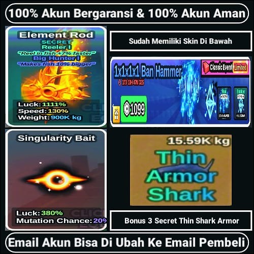 Jual AKUN BONUS BANYAK ROD + BONUS COIN - FISH IT Fish It! OCH RAI STORE | VCGamers