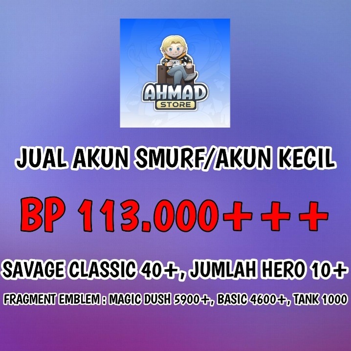 Jual Akun Smurf Mobile Legends AHMAD STOREE | VCGamers