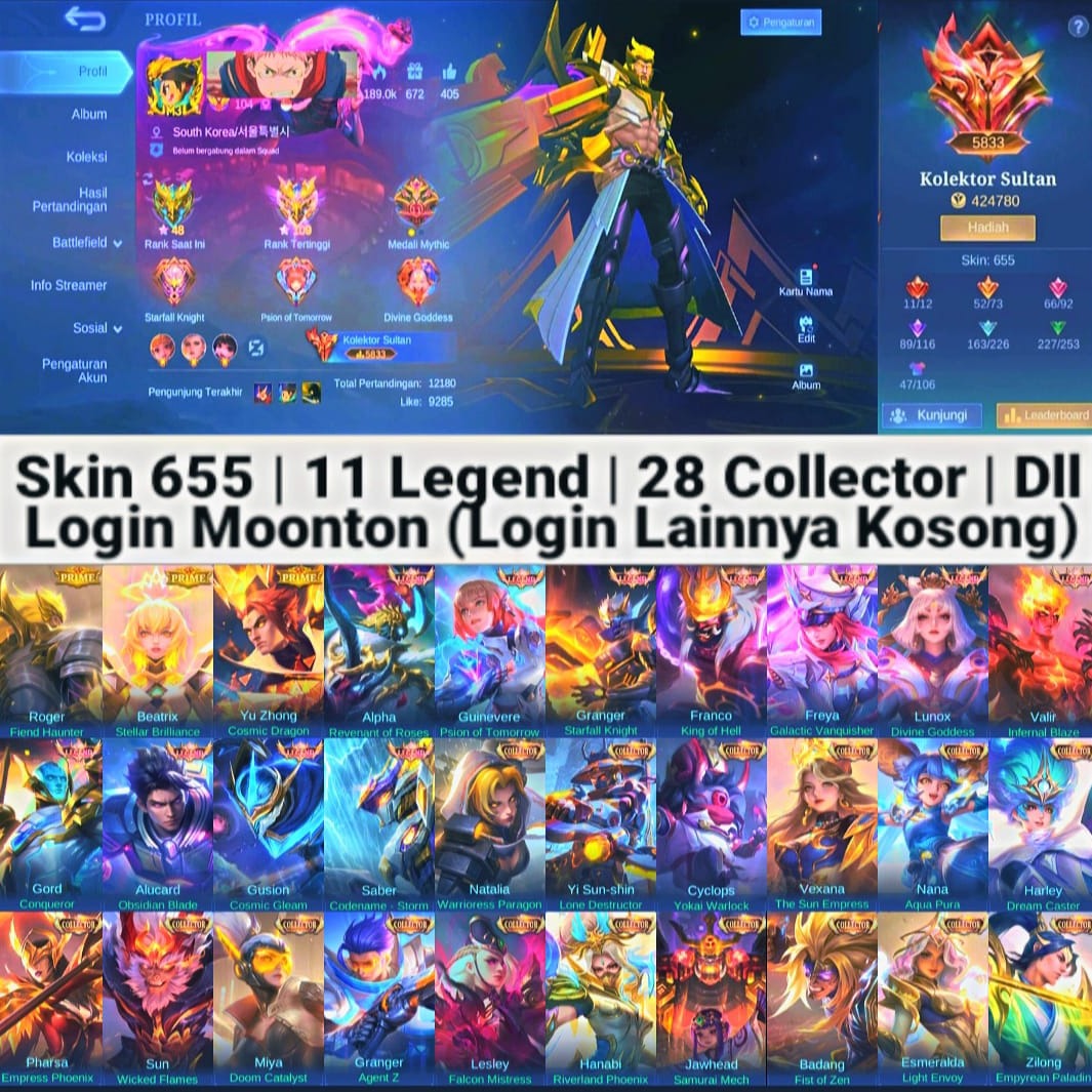 Jual Akun Rank Mythic Honor Mobile Legends Fanny Aspirant Store | VCGamers