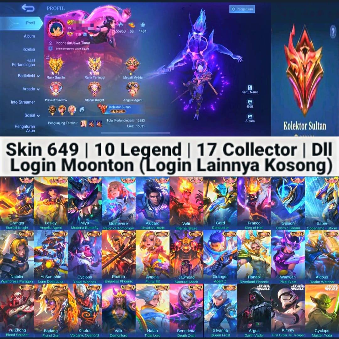 Jual Akun Mythic Glory Mobile Legends Fanny Aspirant Store | VCGamers