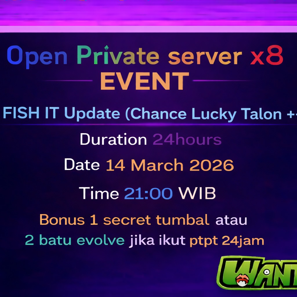 Jual PT PT Server Boost X8 (24 Jam) Fish It! - Roblox Wantau | VCGamers
