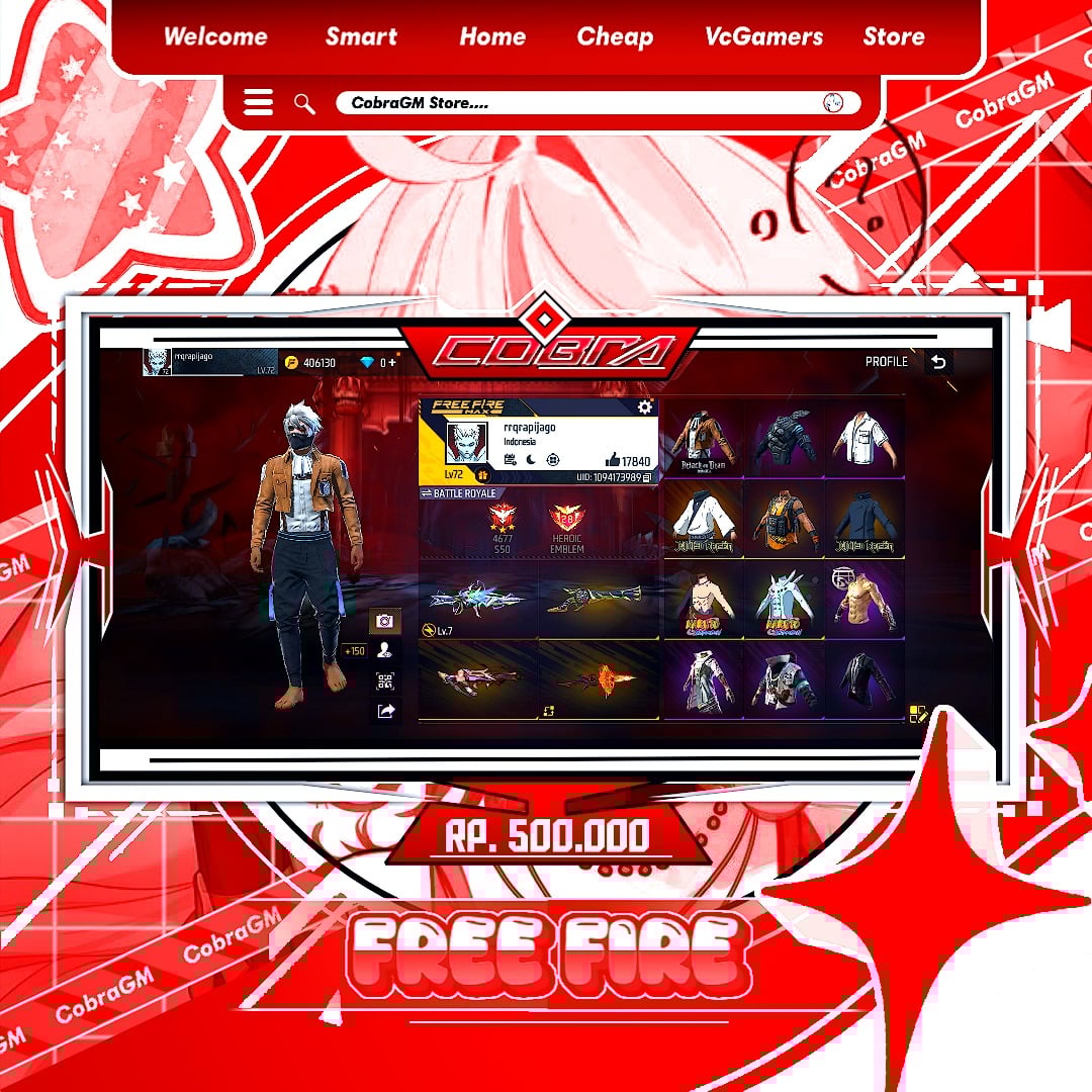 Jual AKUN MAX 1 SG TEROMPET SULTAN Free Fire CobraGM Store | VCGamers