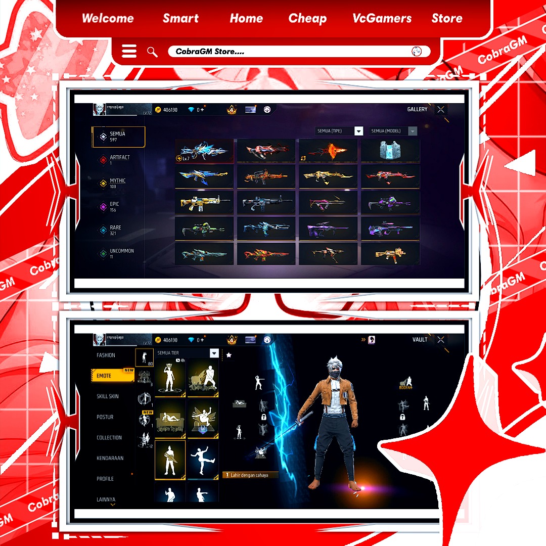 Jual AKUN MAX 1 SG TEROMPET SULTAN Free Fire CobraGM Store | VCGamers