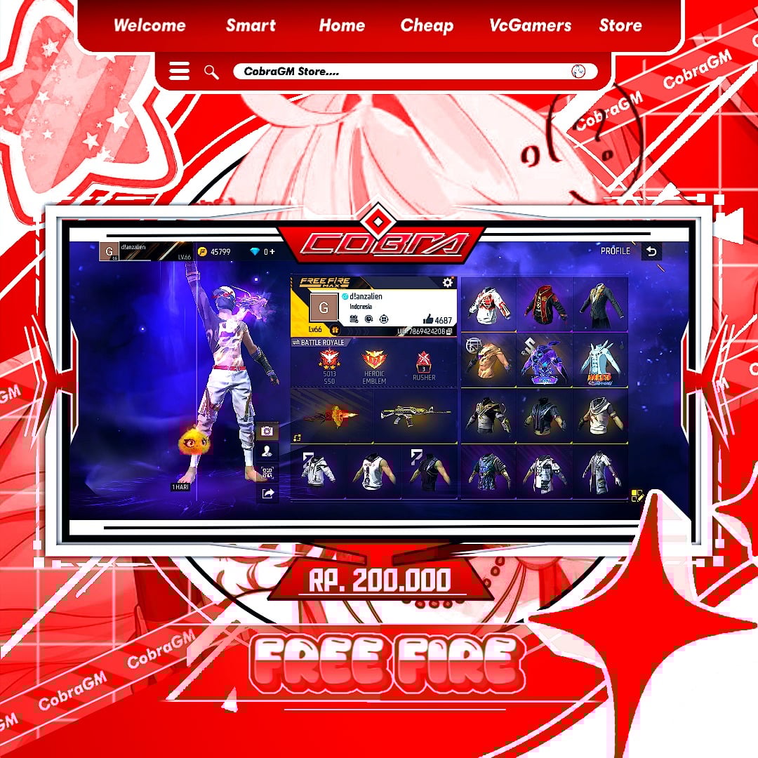 Jual AKUN FREE FIRE GRADE C Free Fire CobraGM Store | VCGamers