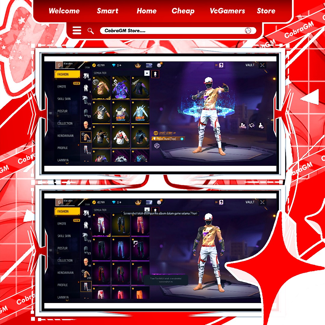 Jual AKUN FREE FIRE GRADE C Free Fire CobraGM Store | VCGamers