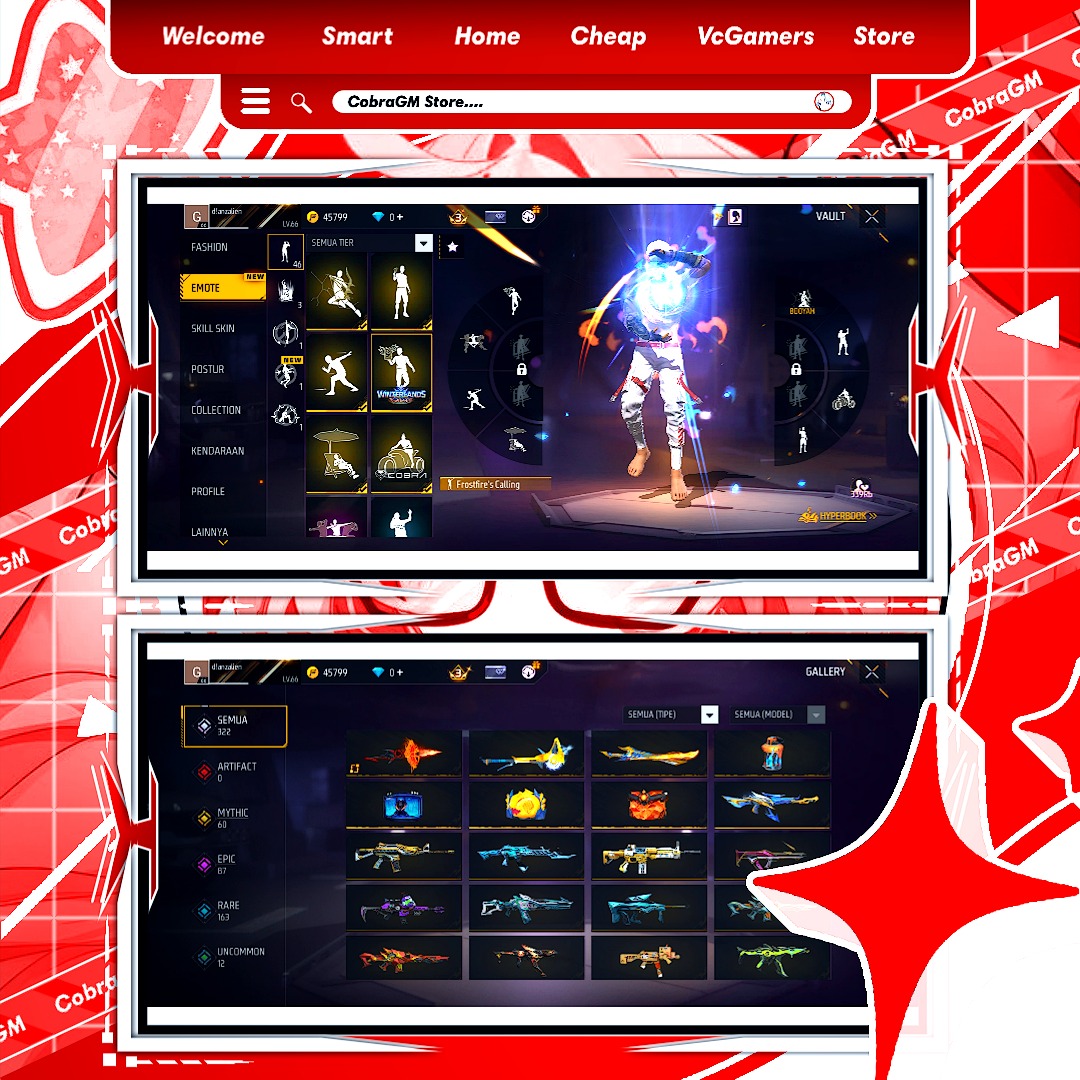 Jual AKUN FREE FIRE GRADE C Free Fire CobraGM Store | VCGamers