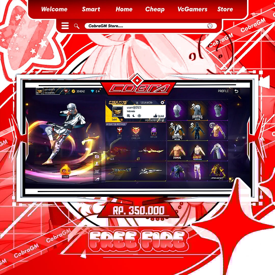 Jual AKUN FREE FIRE GRADE A Free Fire CobraGM Store | VCGamers