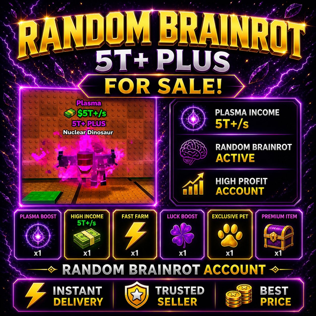 Jual Braintot 5T/S Kick a Lucky Block - Roblox Common Store | VCGamers