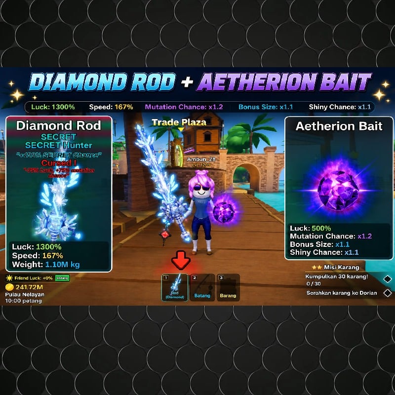 Jual Akun Diamond Rod dan Aetherion Bait Fish It! - Roblox Ambun | VCGamers