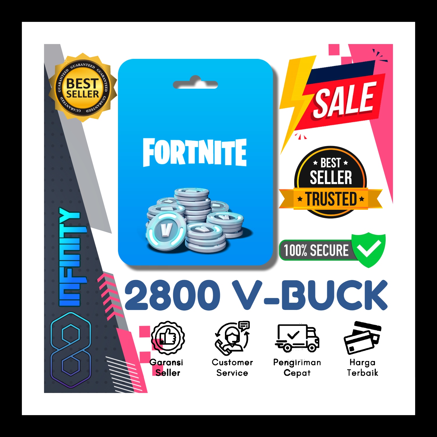 Jual 2.800 V-Bucks Fortnite Infinity Gaming | VCGamers