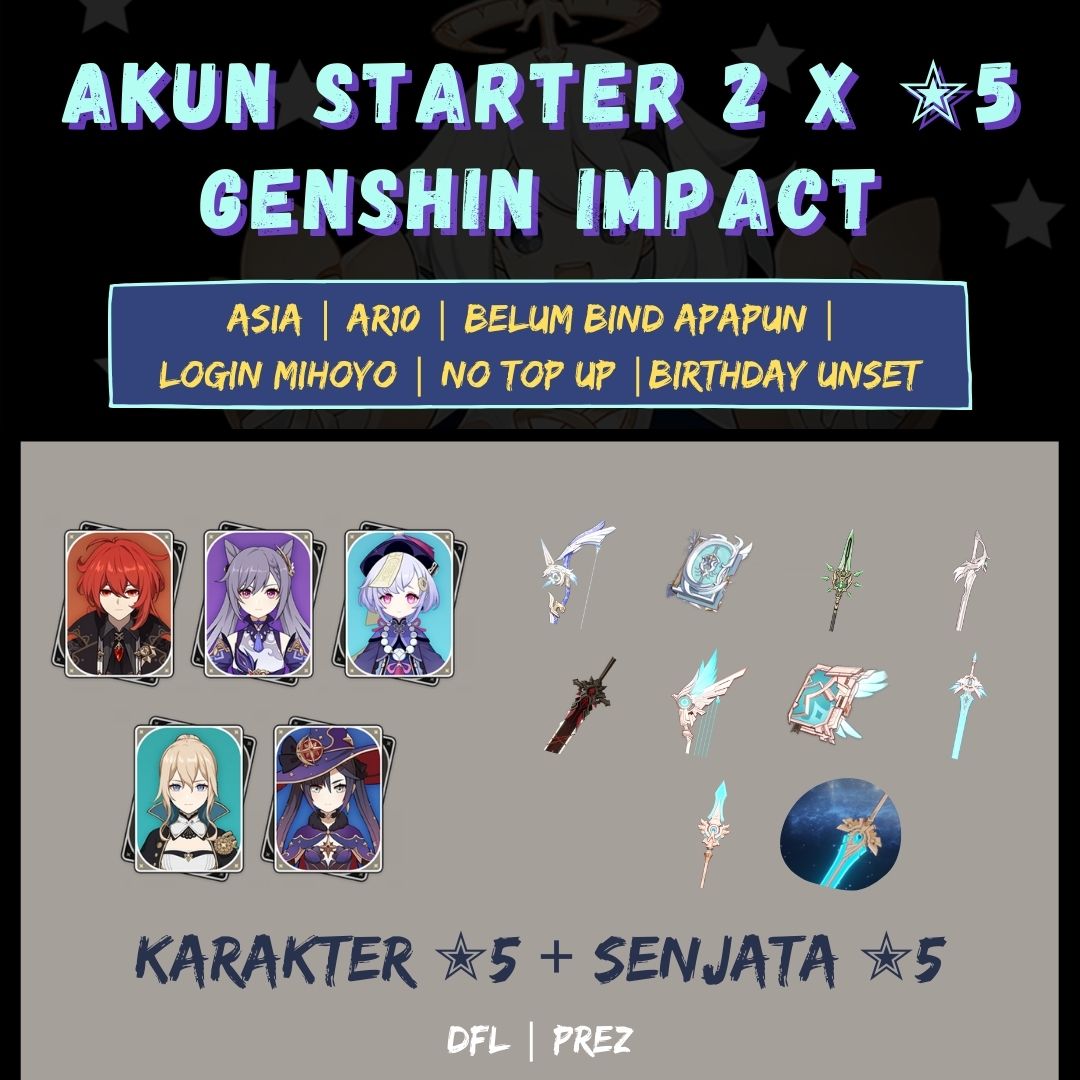 Jual Karakter B5 + Senjata B5 - Genshin Genshin Impact | VCGamers