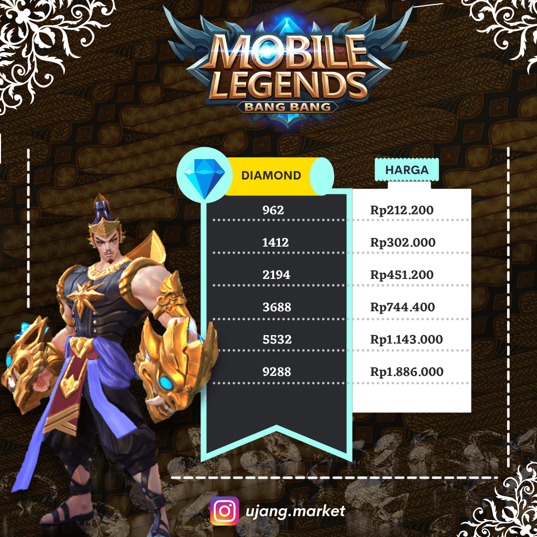 Jual 1412 Diamonds Mobile Legends Ujang Market | VCGamers