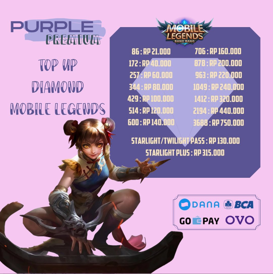 Jual 5532 Diamonds Mobile Legends Purple Premium | VCGamers