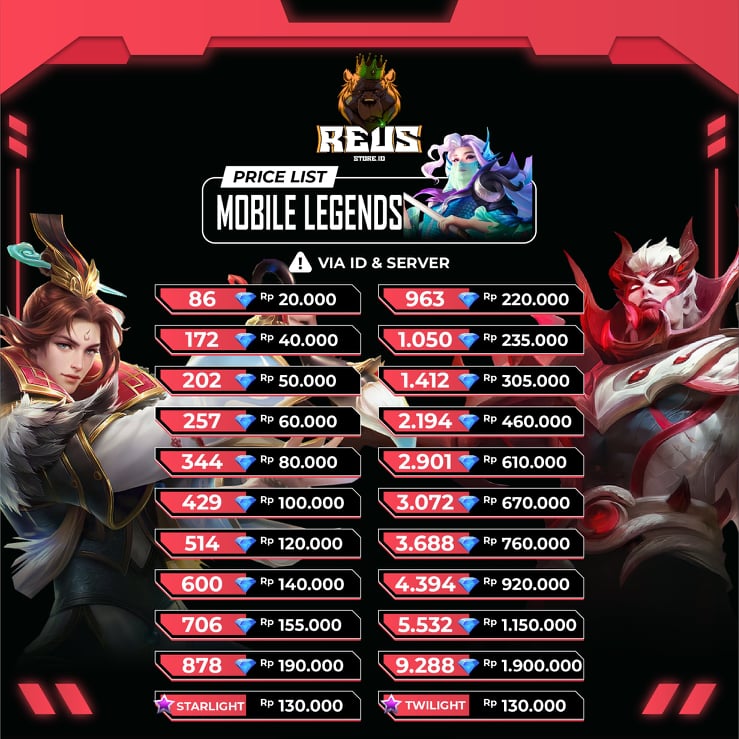 Jual 366 Diamond Mobile Legends reusstore.id | VCGamers