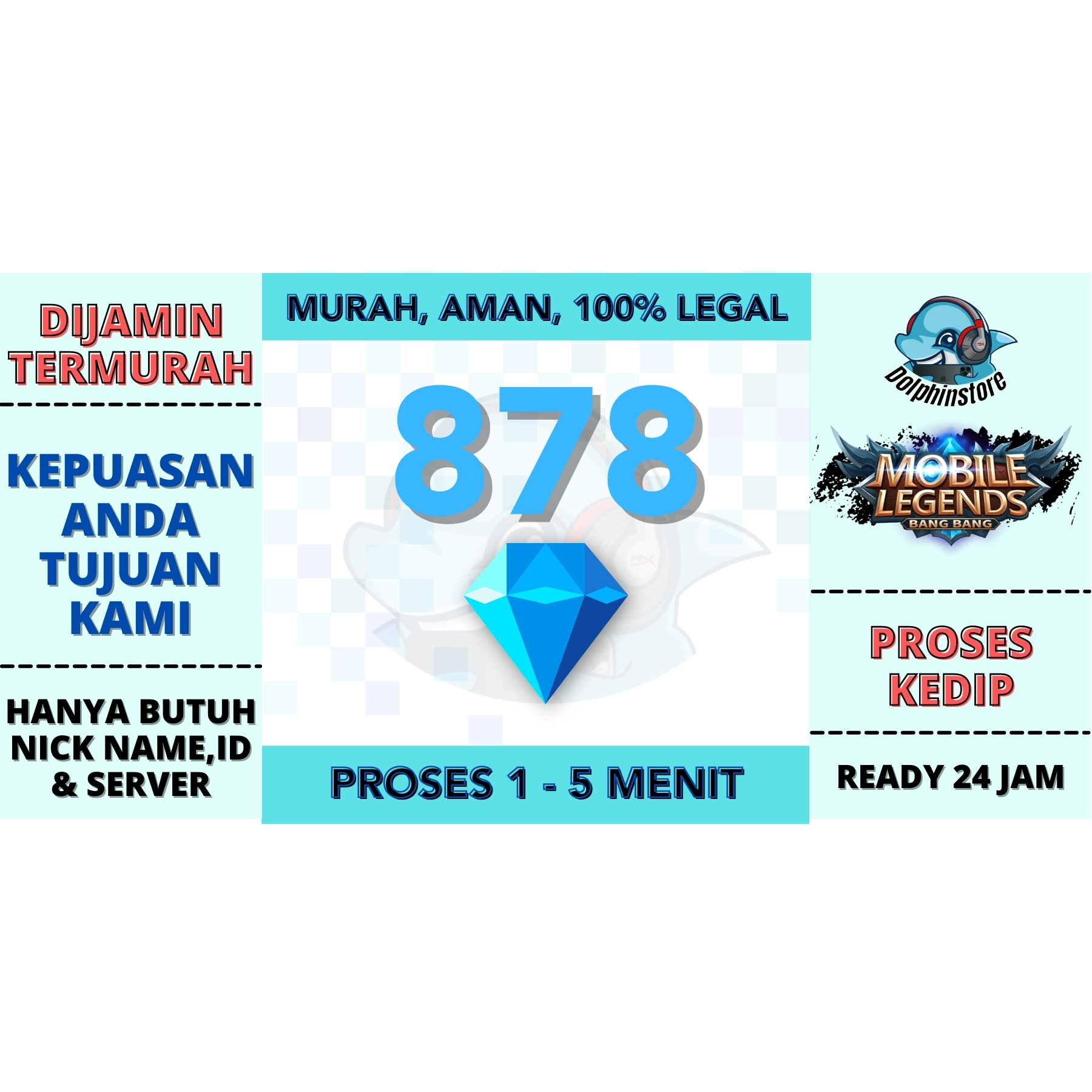 Jual 878 Diamonds Mobile Legends Dolphin Store | VCGamers