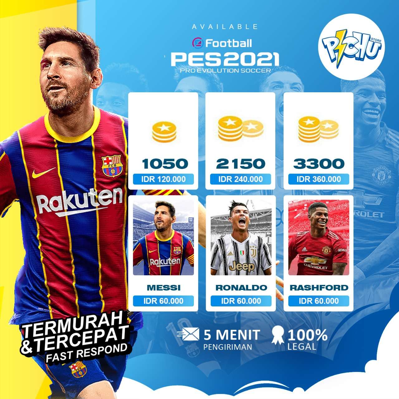 Jual 3300 Coin PES 2021 PichuStore | VCGamers