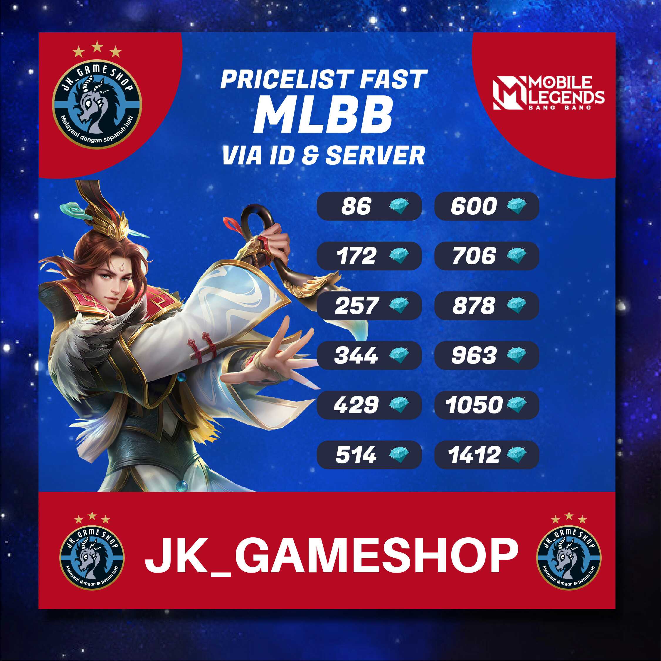 Jual 86 Diamonds Mobile Legends @JK_GAMESHOP | VCGamers