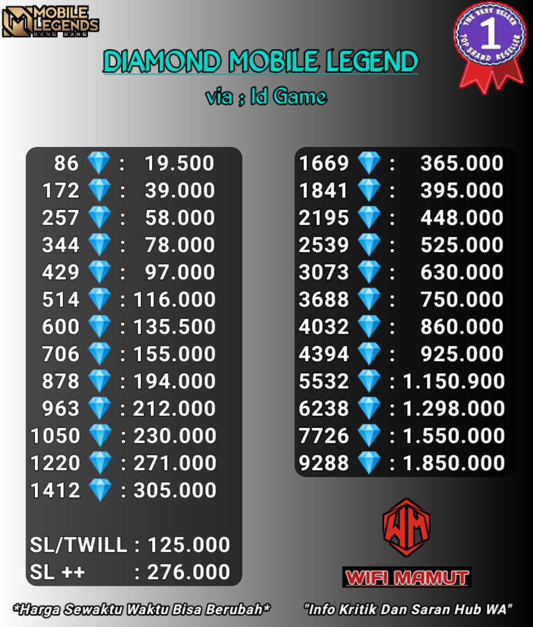 Jual 2194 Diamonds Mobile Legends Mamut Store | VCGamers