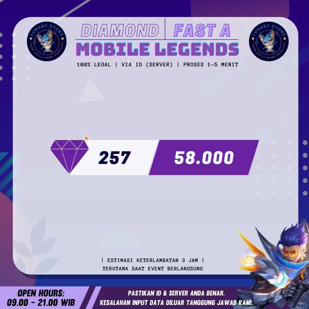 Jual 257 Diamonds Mobile Legends Lunaby Store | VCGamers