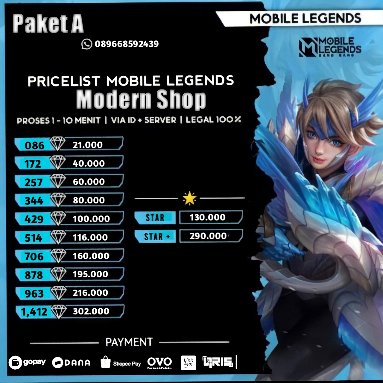 Jual 429 Diamonds Mobile Legends Modern shop | VCGamers