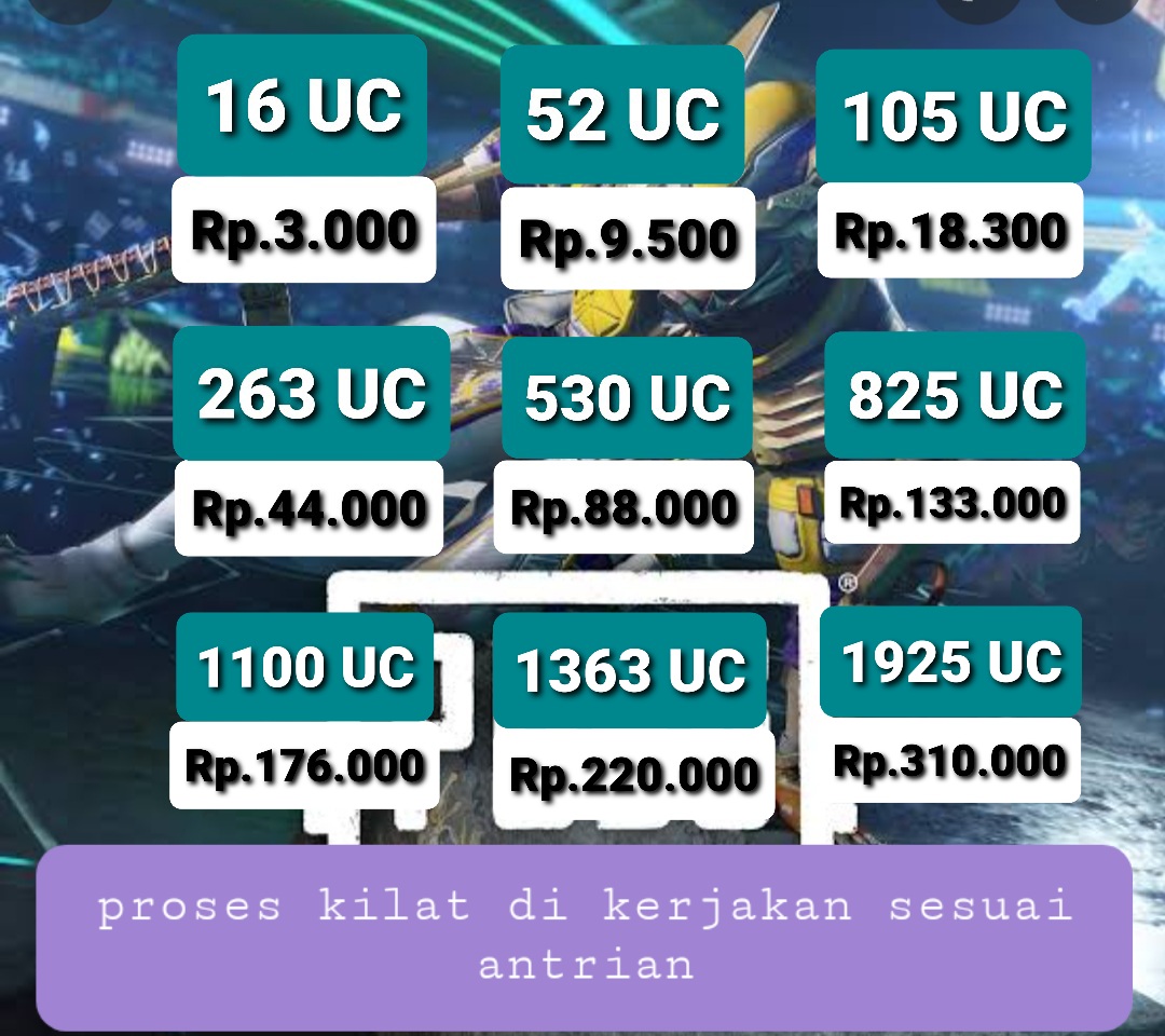 Jual 1363 UC PUBG Mobile Haliamtus sadiyah | VCGamers