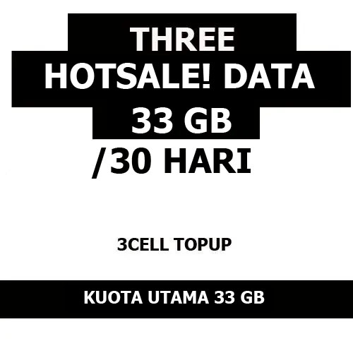 Jual Paket Data Tri 33GB Tri 3CELL TOPUP | VCGamers