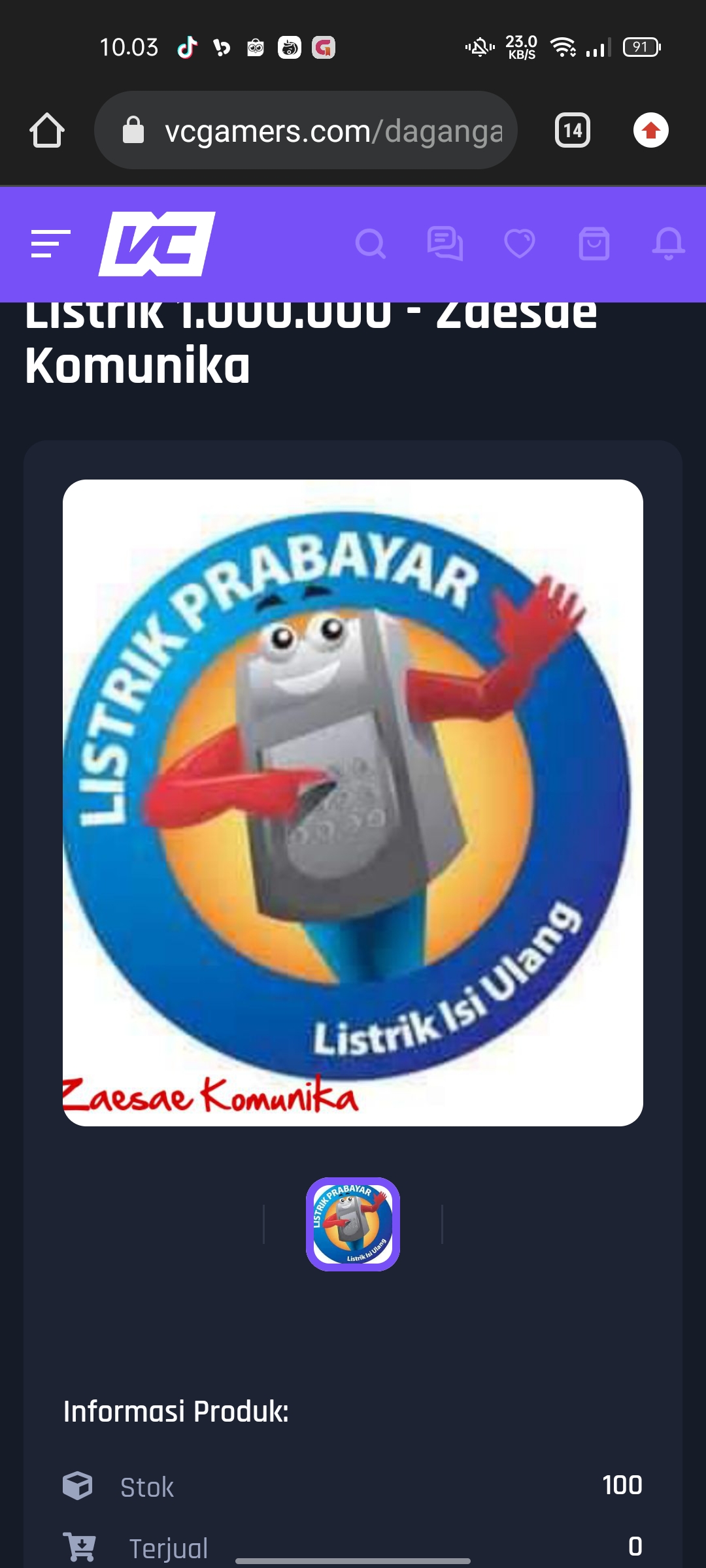 Jual Token Listrik 1.000.000 Token PLN Fl store | VCGamers