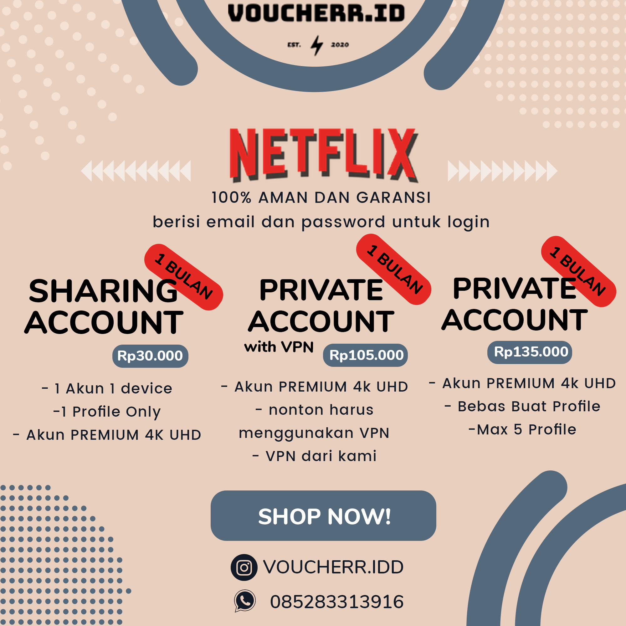 Jual Netflix Sharing Premium 4K Netflix Voucherr.id | VCGamers
