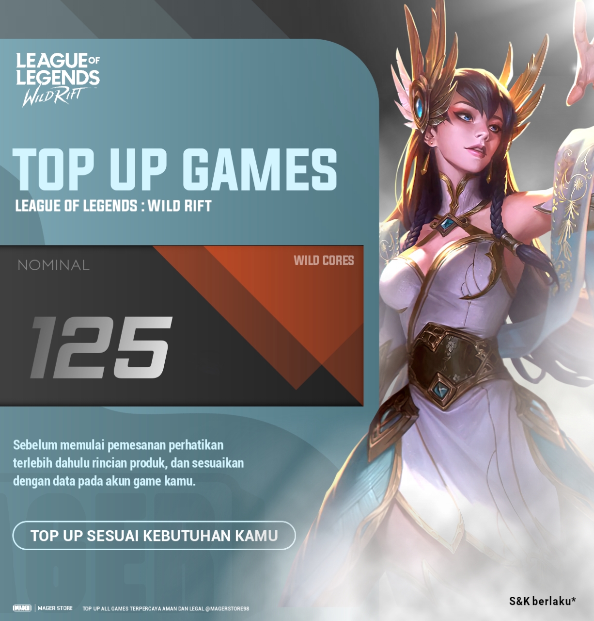 Jual 125 Wild Cores League of Legends Wild Rift Mager Store | VCGamers