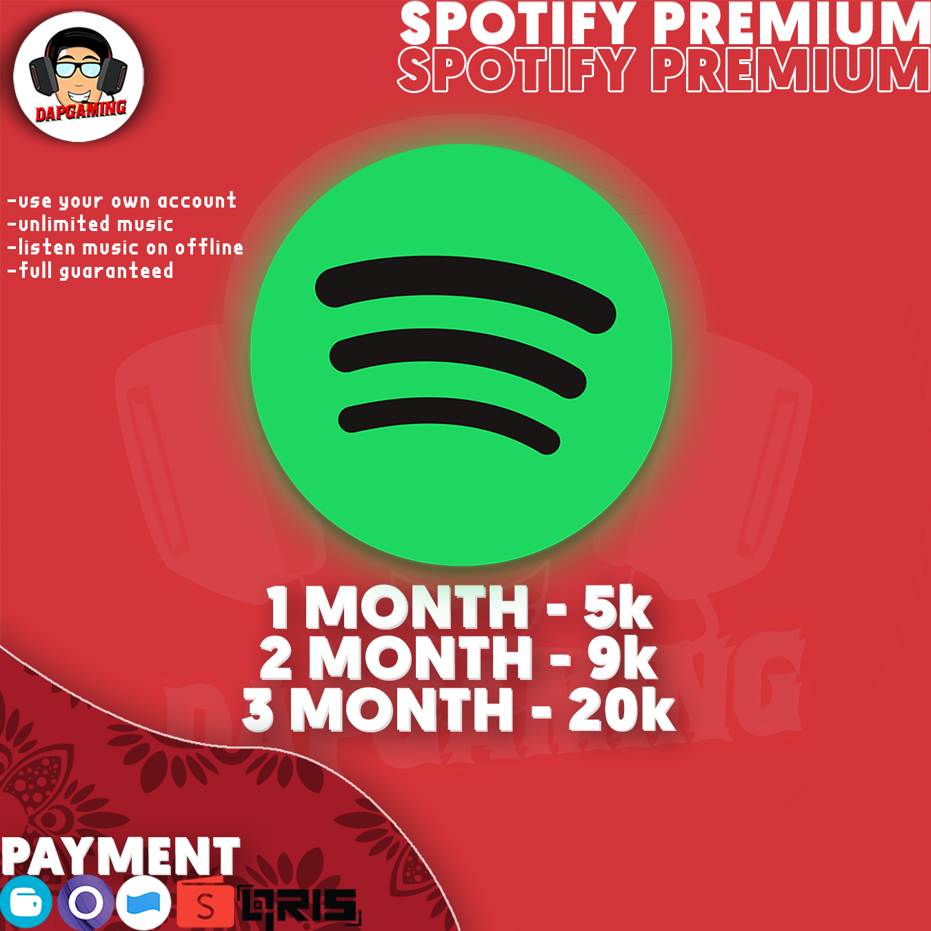 Jual Premium 1 Bulan Spotify | VCGamers