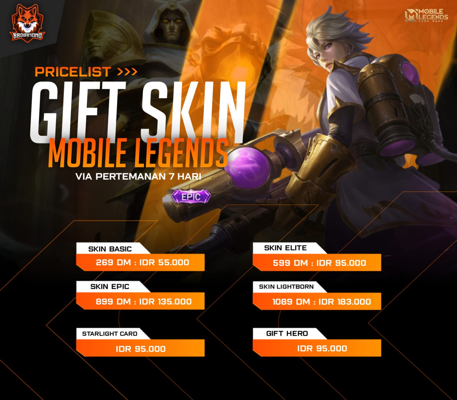 Jual Skin Epic Mobile Legends Mobile Legends Bbdiamondsstore | VCGamers