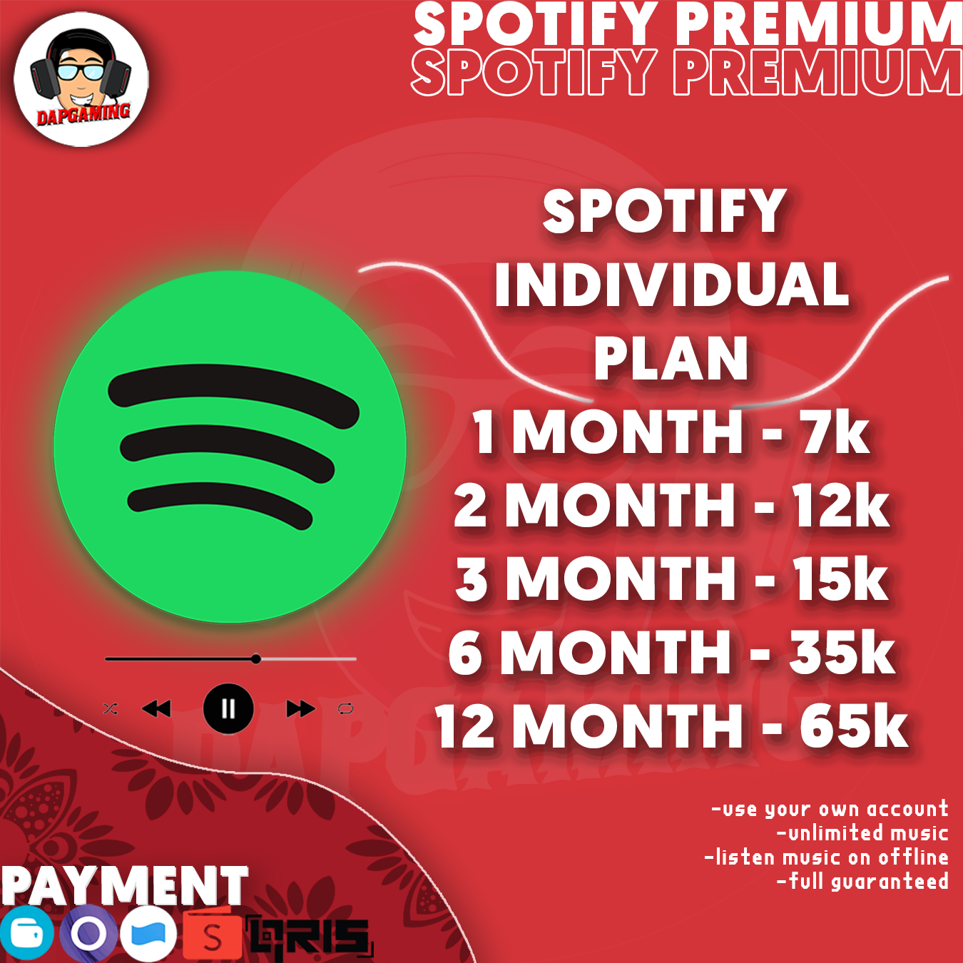 Jual 1 Bulan Spotify kakdap.store | VCGamers